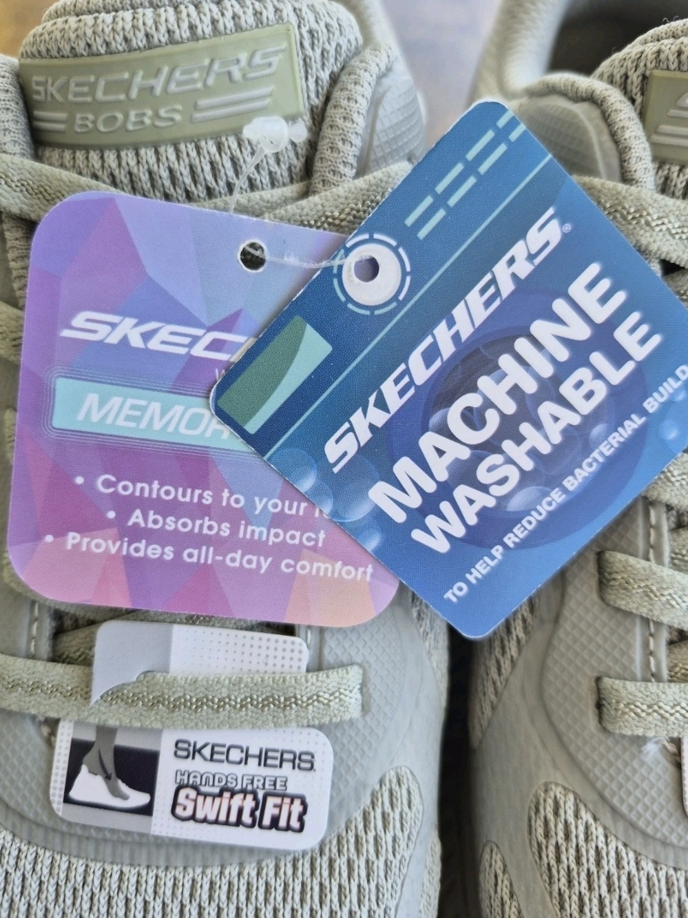 Skechers Slip-ins BOBS Sport Squad 4 Olive Grey Sneakers Size 6.5 NWT - Picture 7 of 16